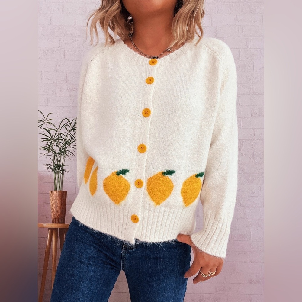 Lemon Pattern Button-Up Cardigan - Picture 4 of 16